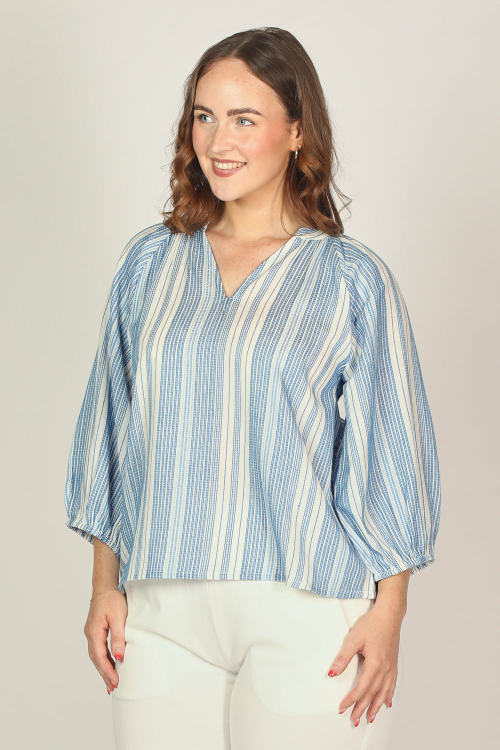 Finch Blouse in Azure Elegance