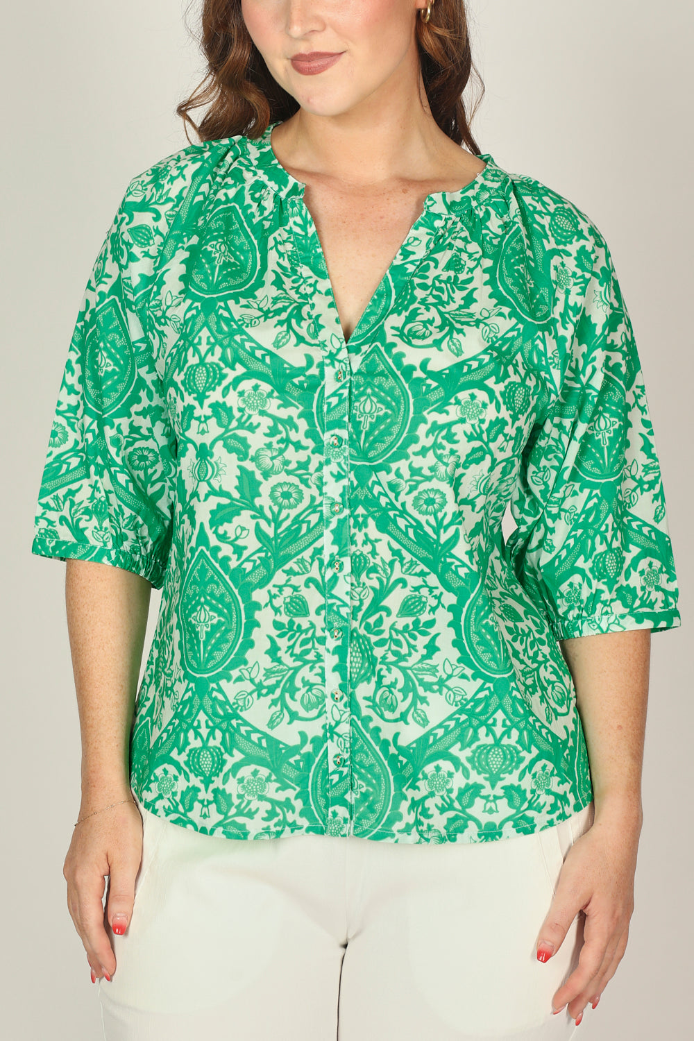 Finch Blouse in Green Danube