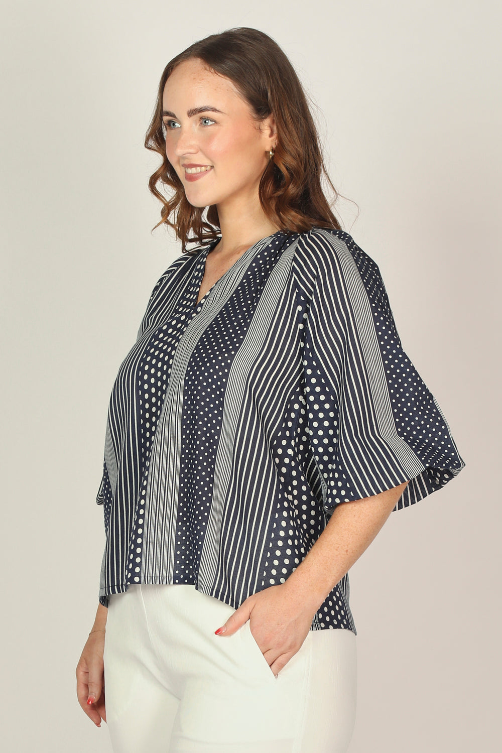 Finch Blouse in Polka Stripes