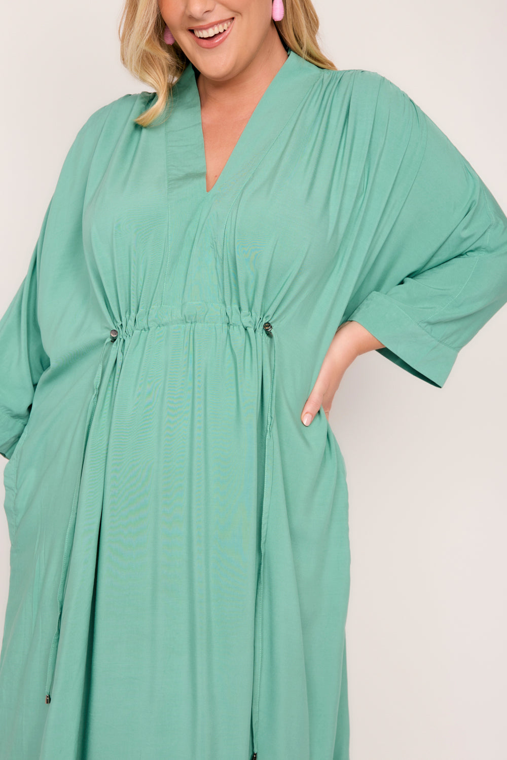 Finley Short Kaftan Dress in Mint