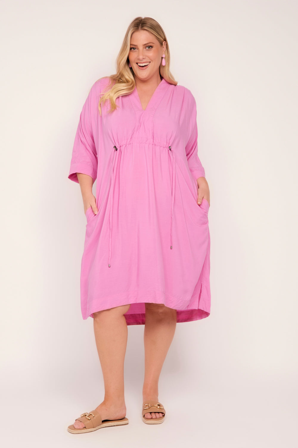 Finley Kaftan Short Dress in Pink