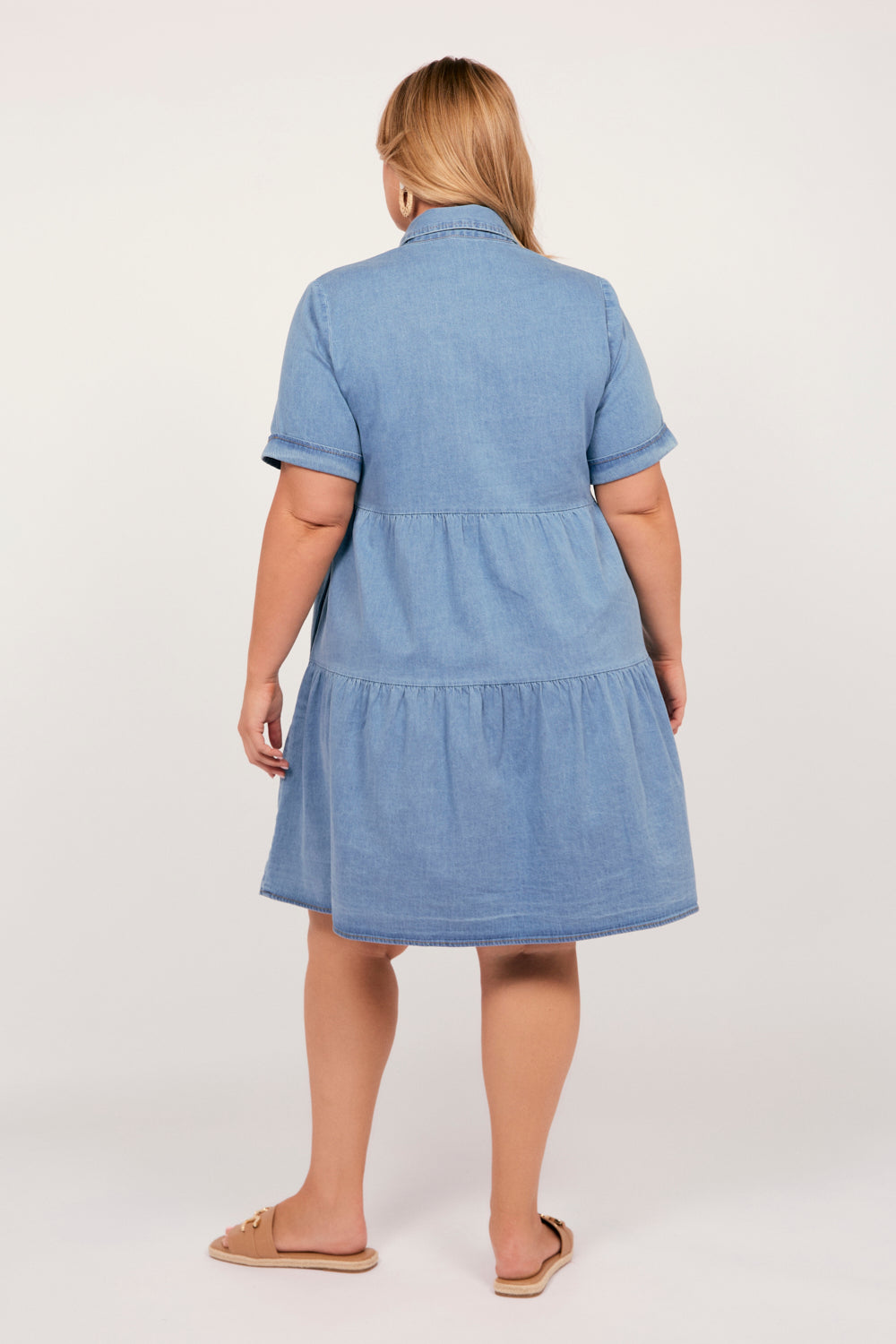 Ginette Chambray Dress in Light Wash