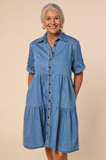 Ginette Chambray Dress in Light Wash