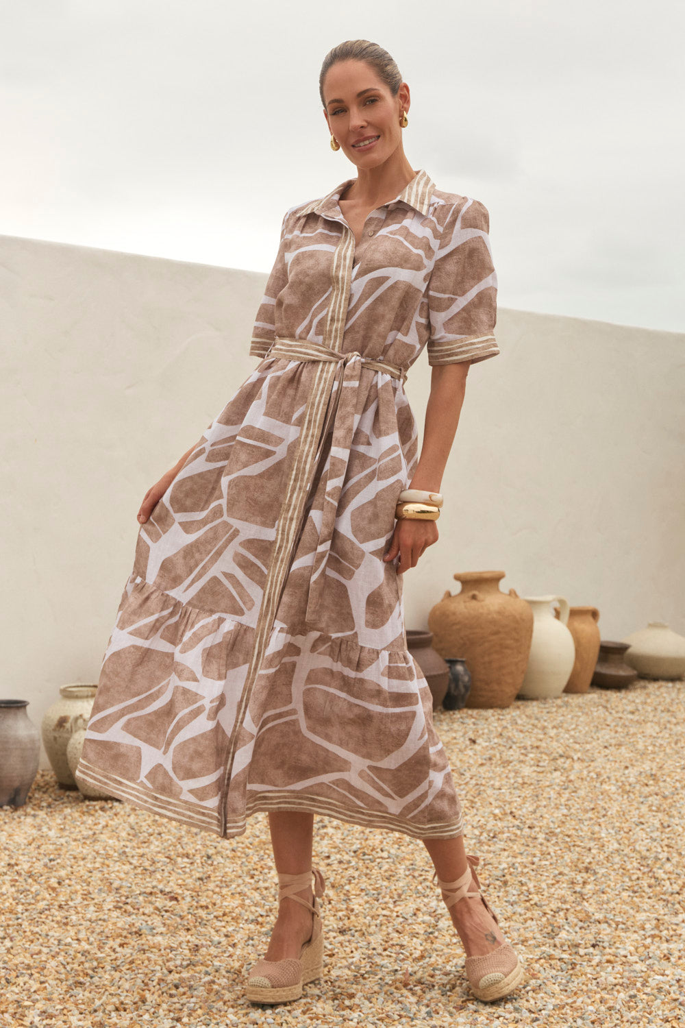 Ginette Collared Dress in Fjorde Stone