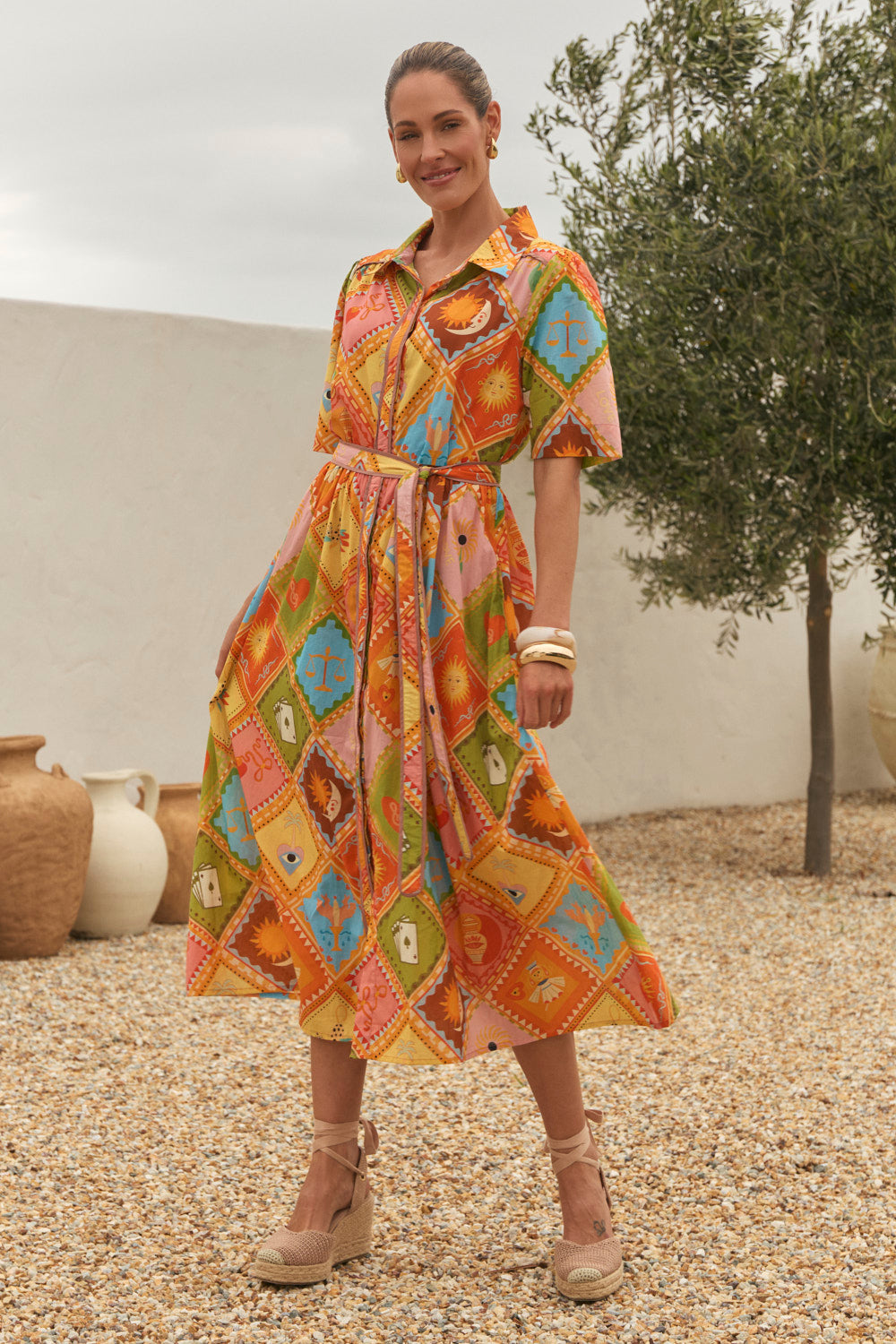 Ginette Collared Dress in Sunset Club