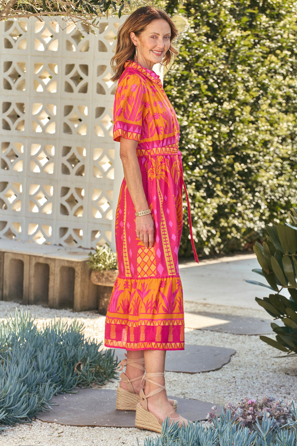 Ginette Collared Dress in Tangerina