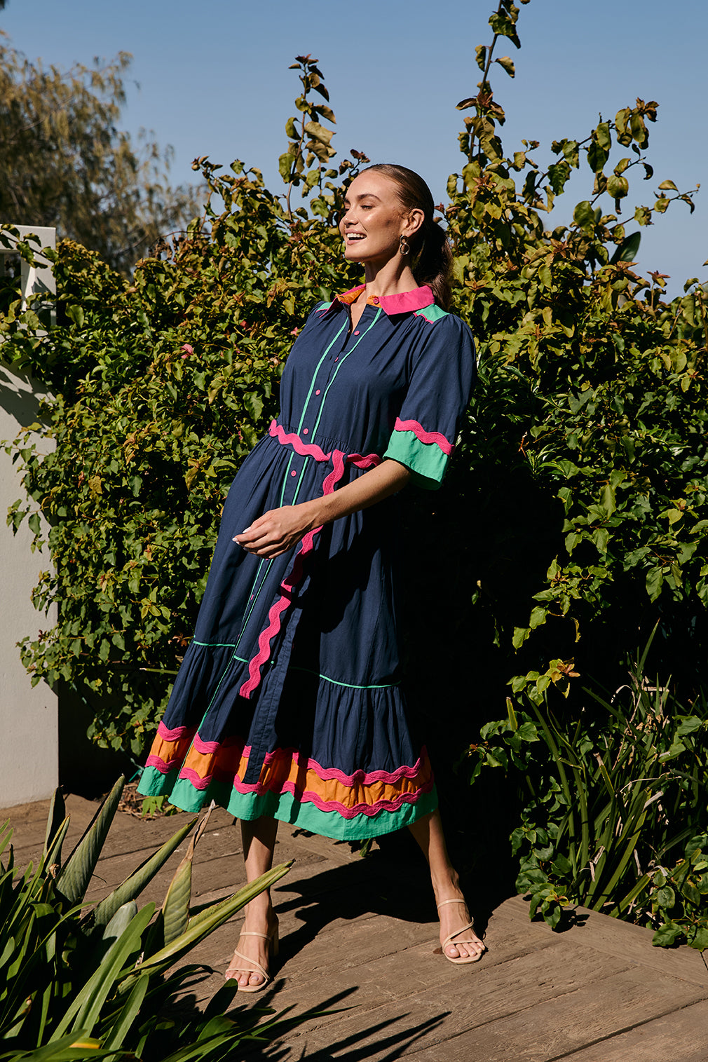 Ginette Midi Dress in Tulum Navy