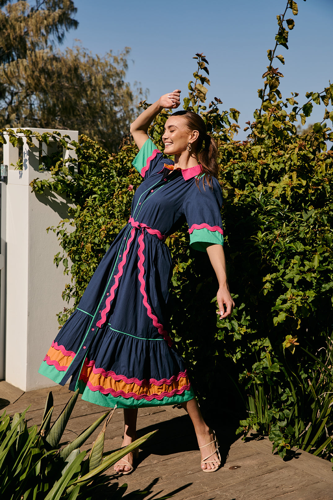 Ginette Midi Dress in Tulum Navy