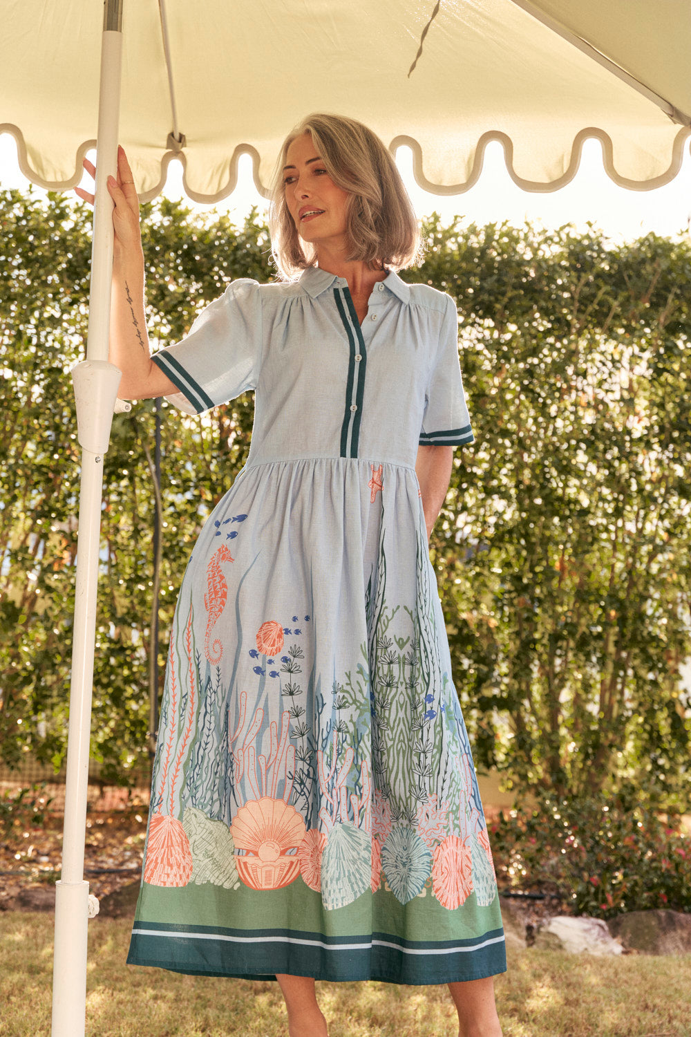 Ginnie Collared Dress in Neptune