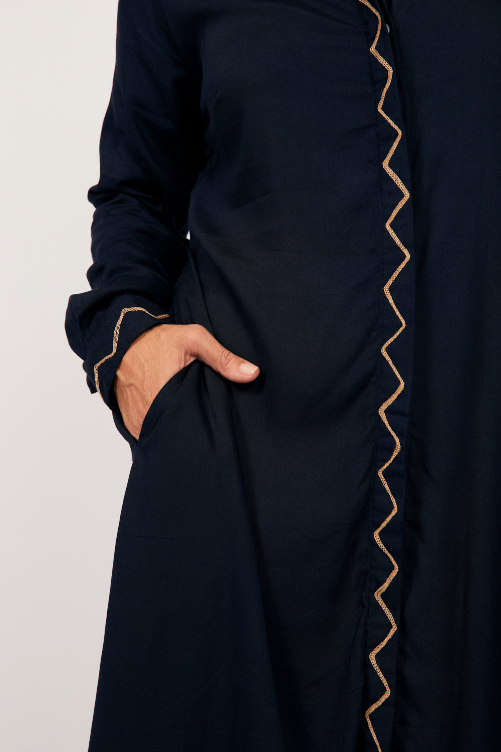 Gracie Long Sleeve Shirt Dress in Navy