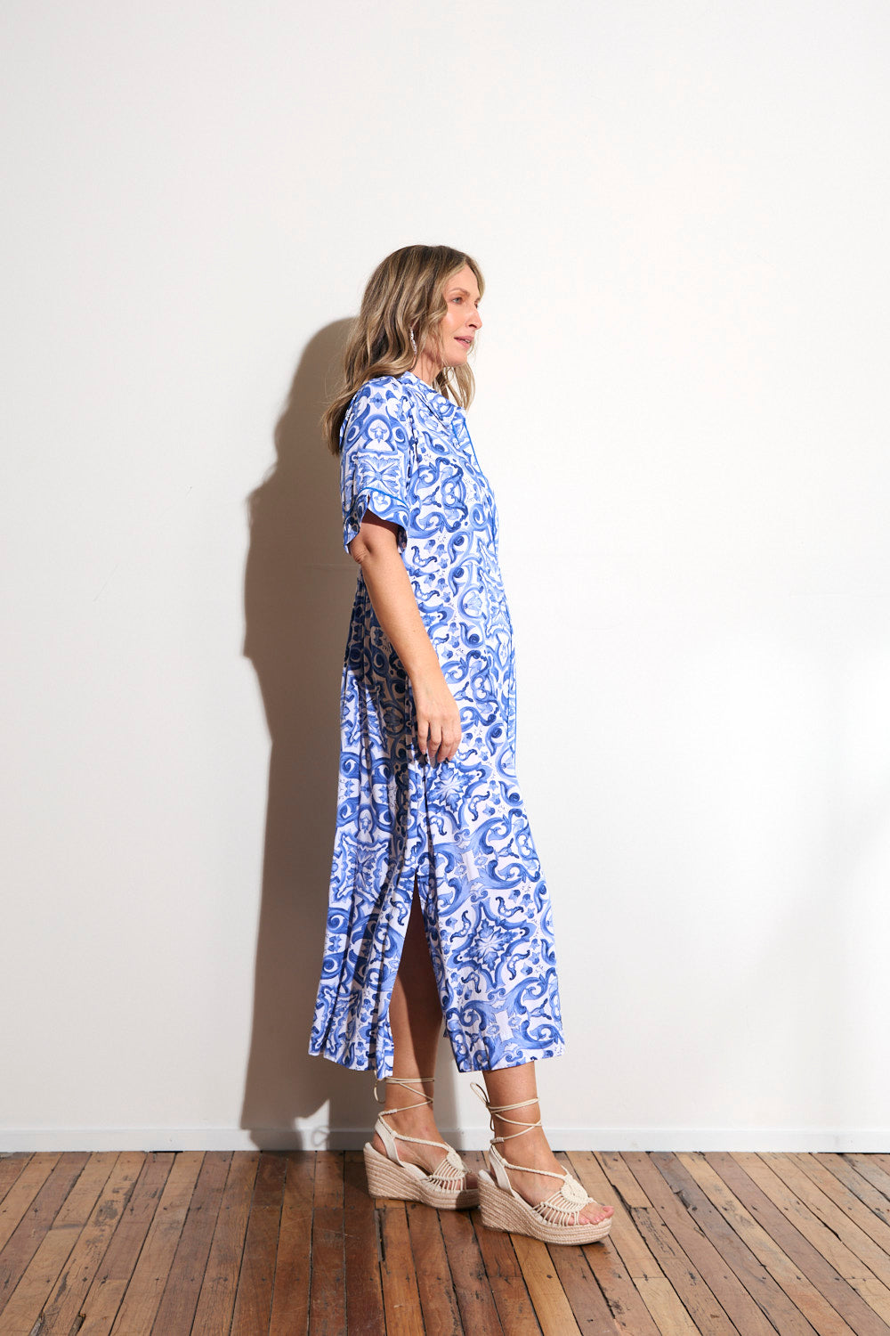 Gracie Shirt Dress in Blue Bijou
