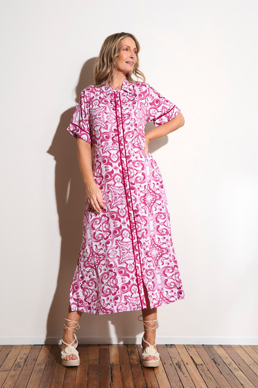 Gracie Shirt Dress in Mulberry Bijou