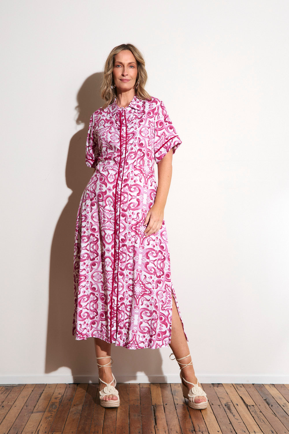 Gracie Shirt Dress in Mulberry Bijou