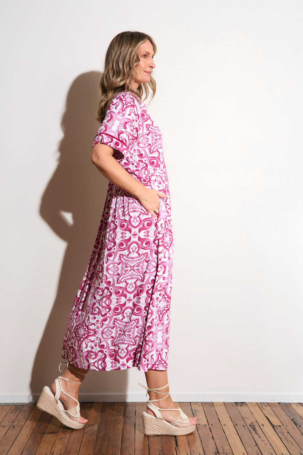 Gracie Shirt Dress in Mulberry Bijou