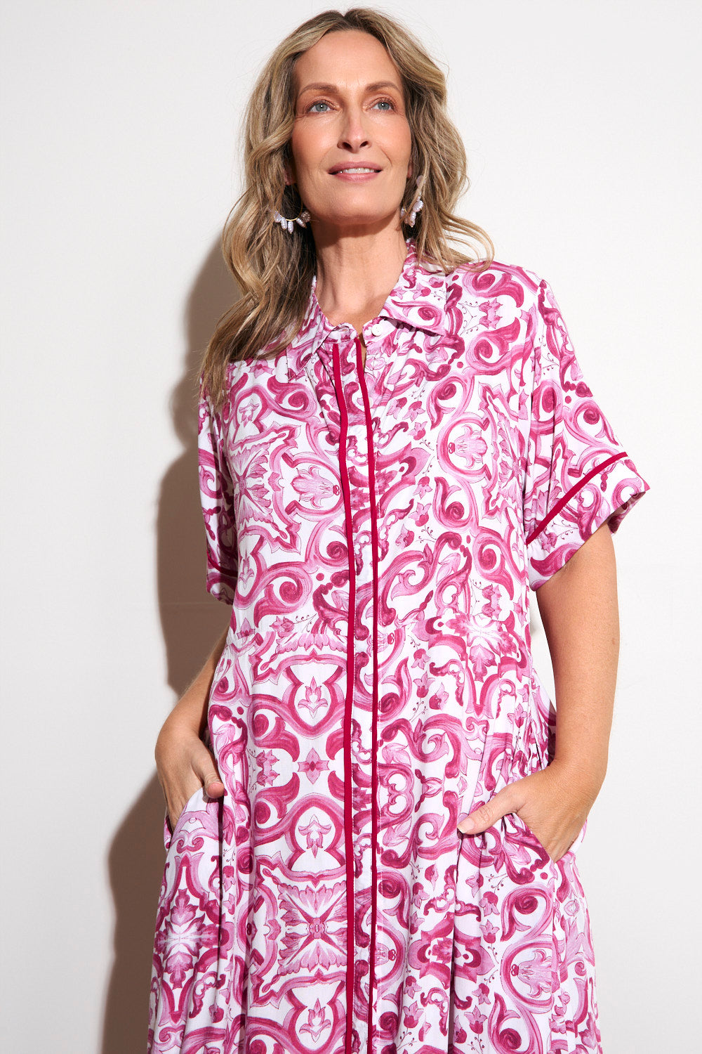 Gracie Shirt Dress in Mulberry Bijou