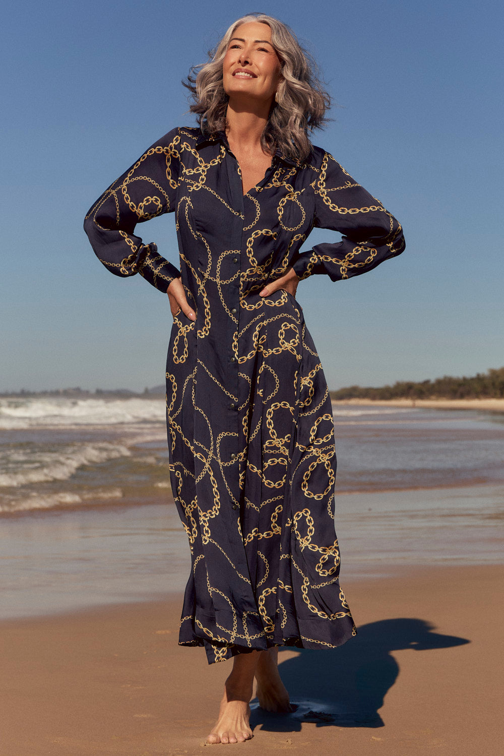 Greta Collared Dress in Meridian