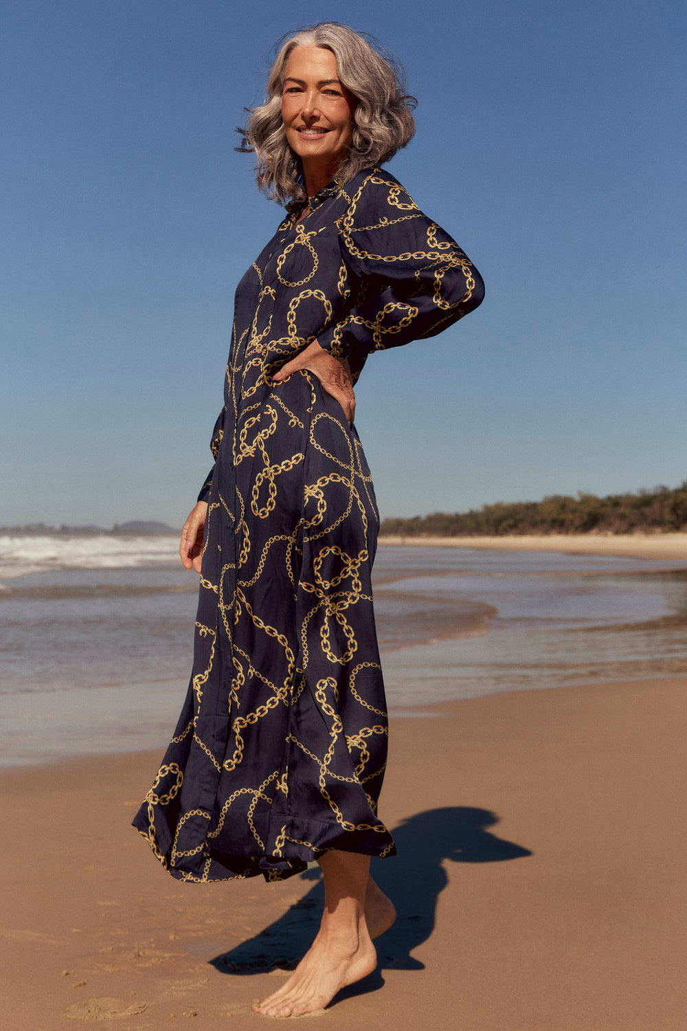 Greta Collared Dress in Meridian