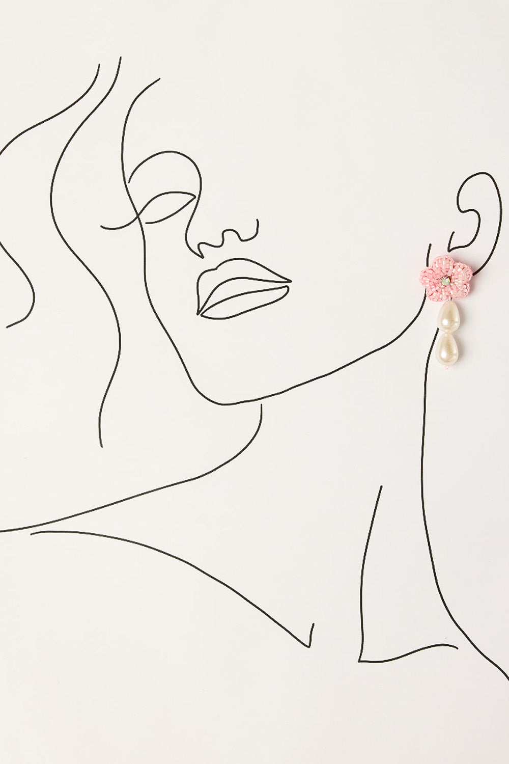 Hanging Beaded Flower Studs in Light Pink