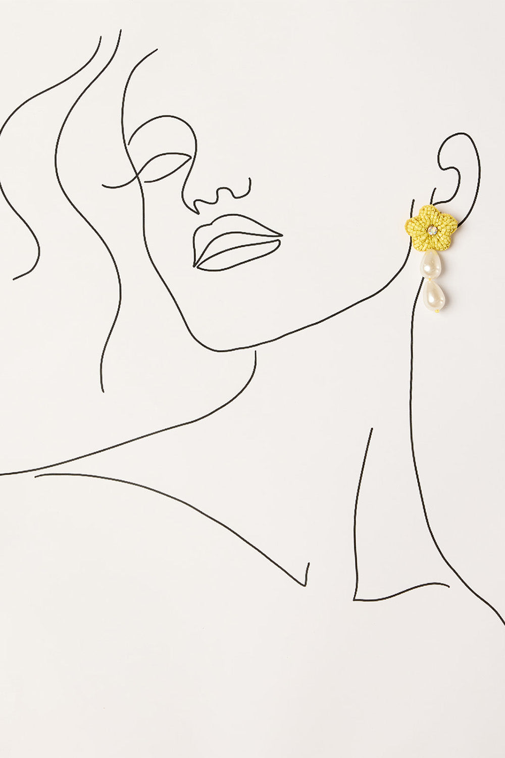 Hanging Beaded Flower Studs in Yellow