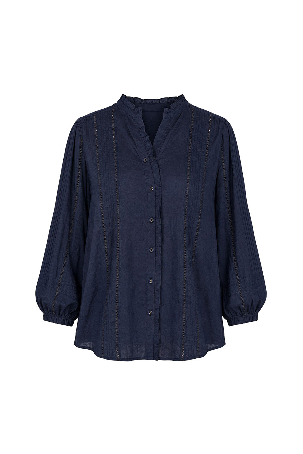 Harper Pintuck Blouse in Navy Lyric