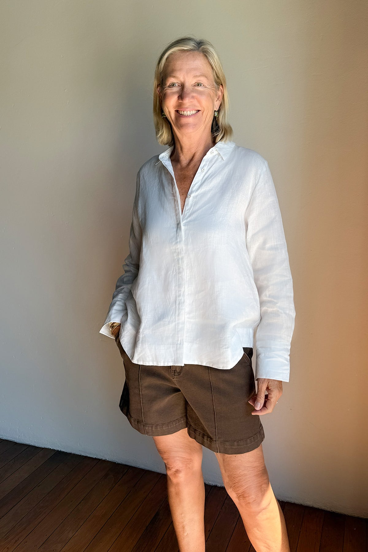 Oversized Linen Boyfriend Shirt in White
