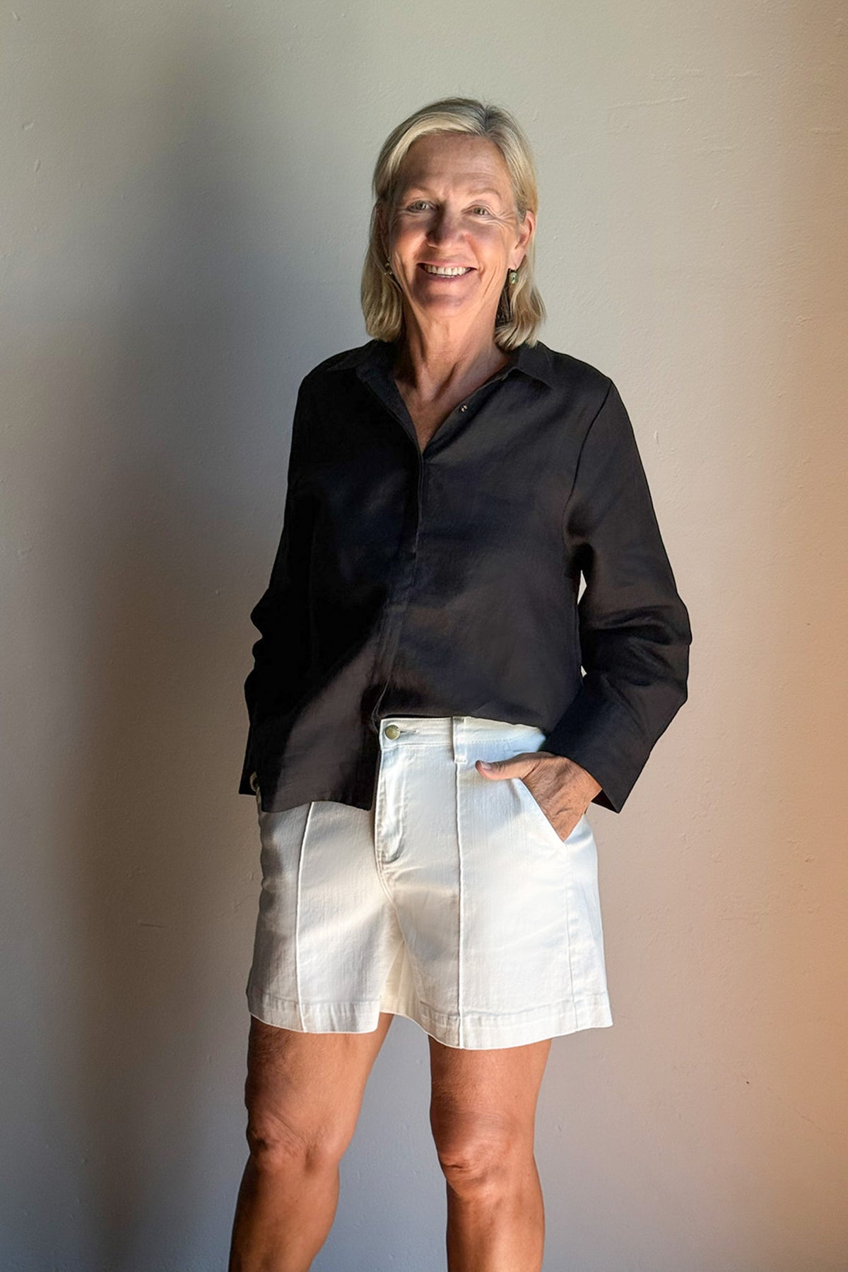 Lainey Denim A-Line Shorts in White
