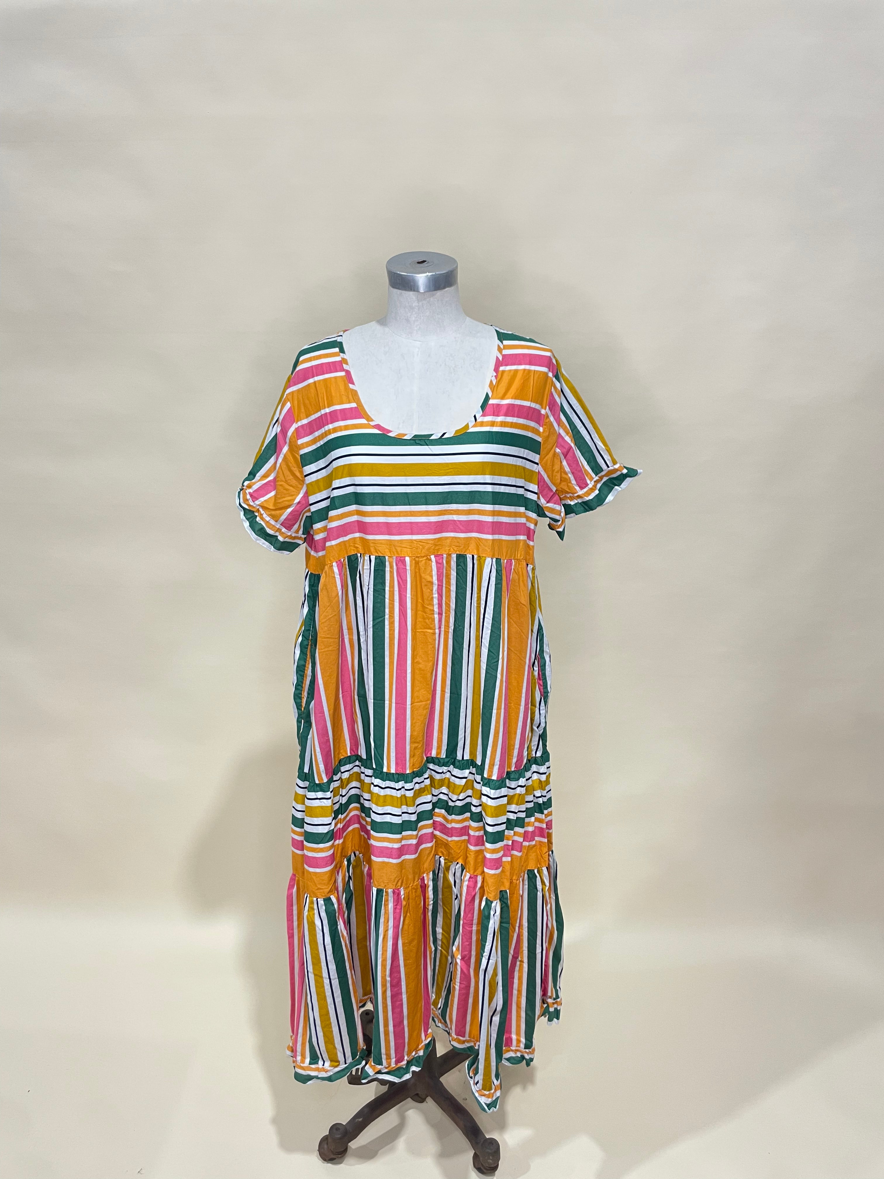 Sabre Midi Dress in Stripes