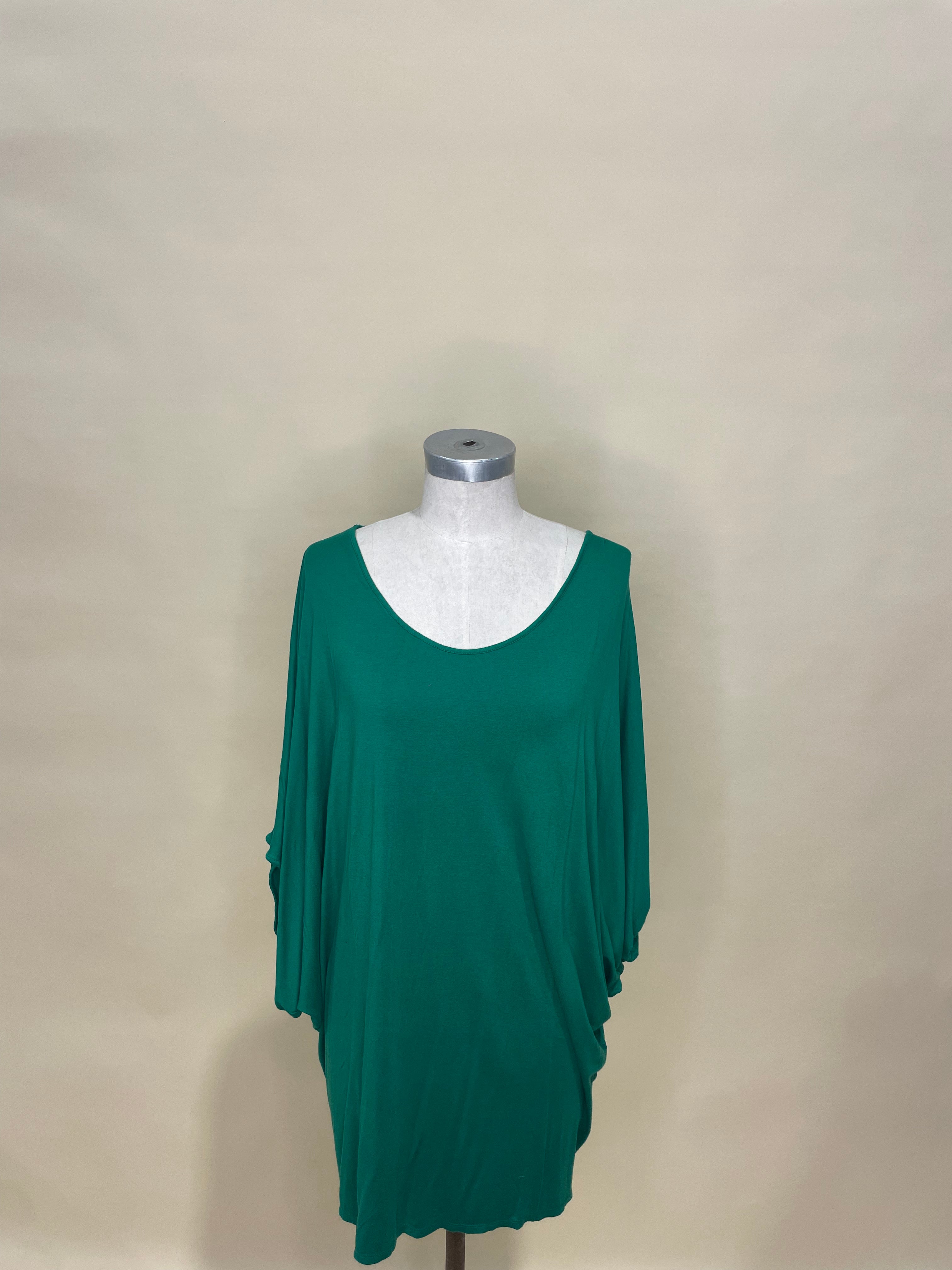 Green Stretch Batwing Dress