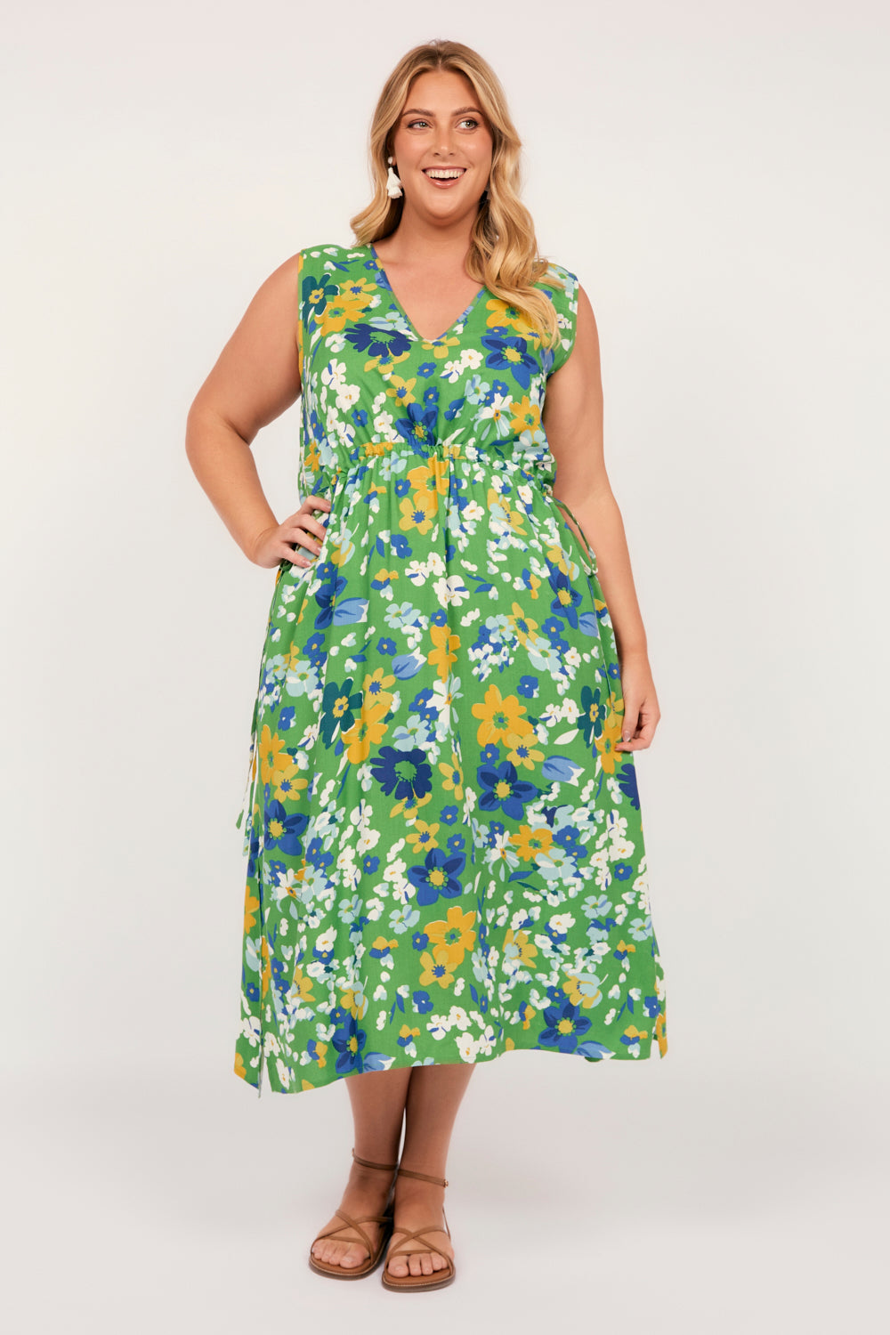 Ida Midi Dress in Spring Picnic