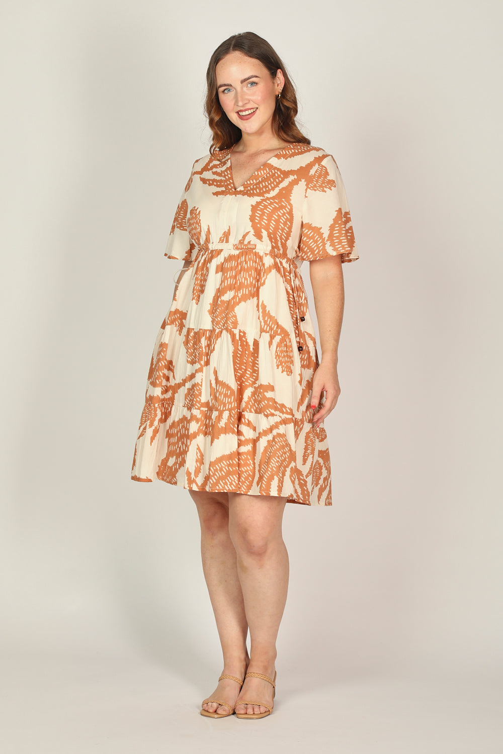 Iris Adjustable Waist Dress in Desert Palms