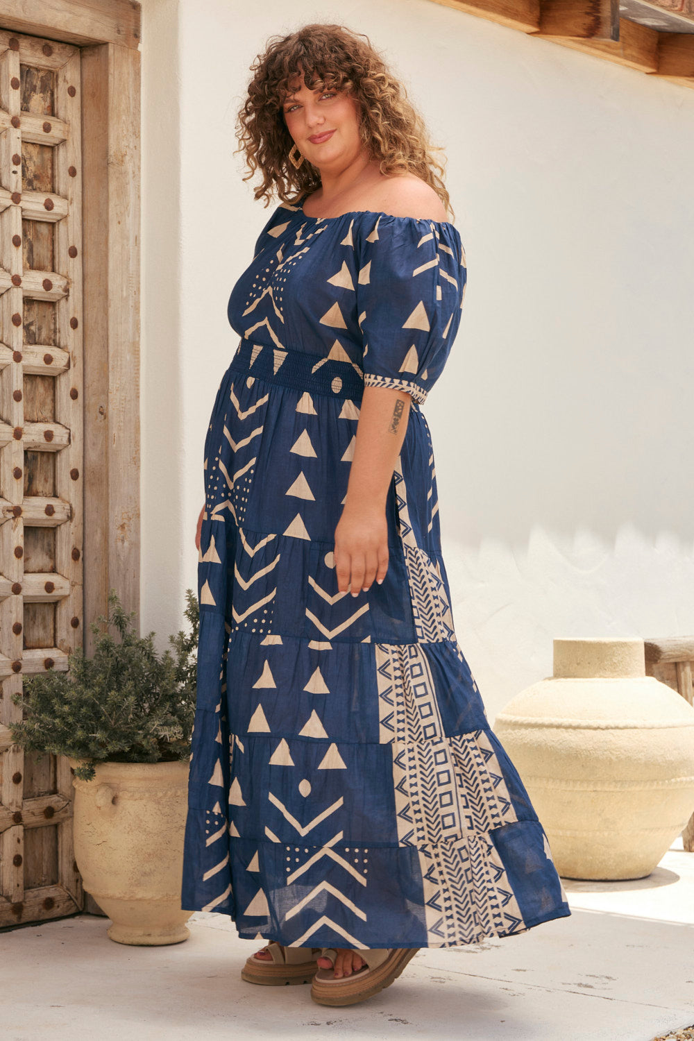 Isla Tiered Dress in Safira Navy