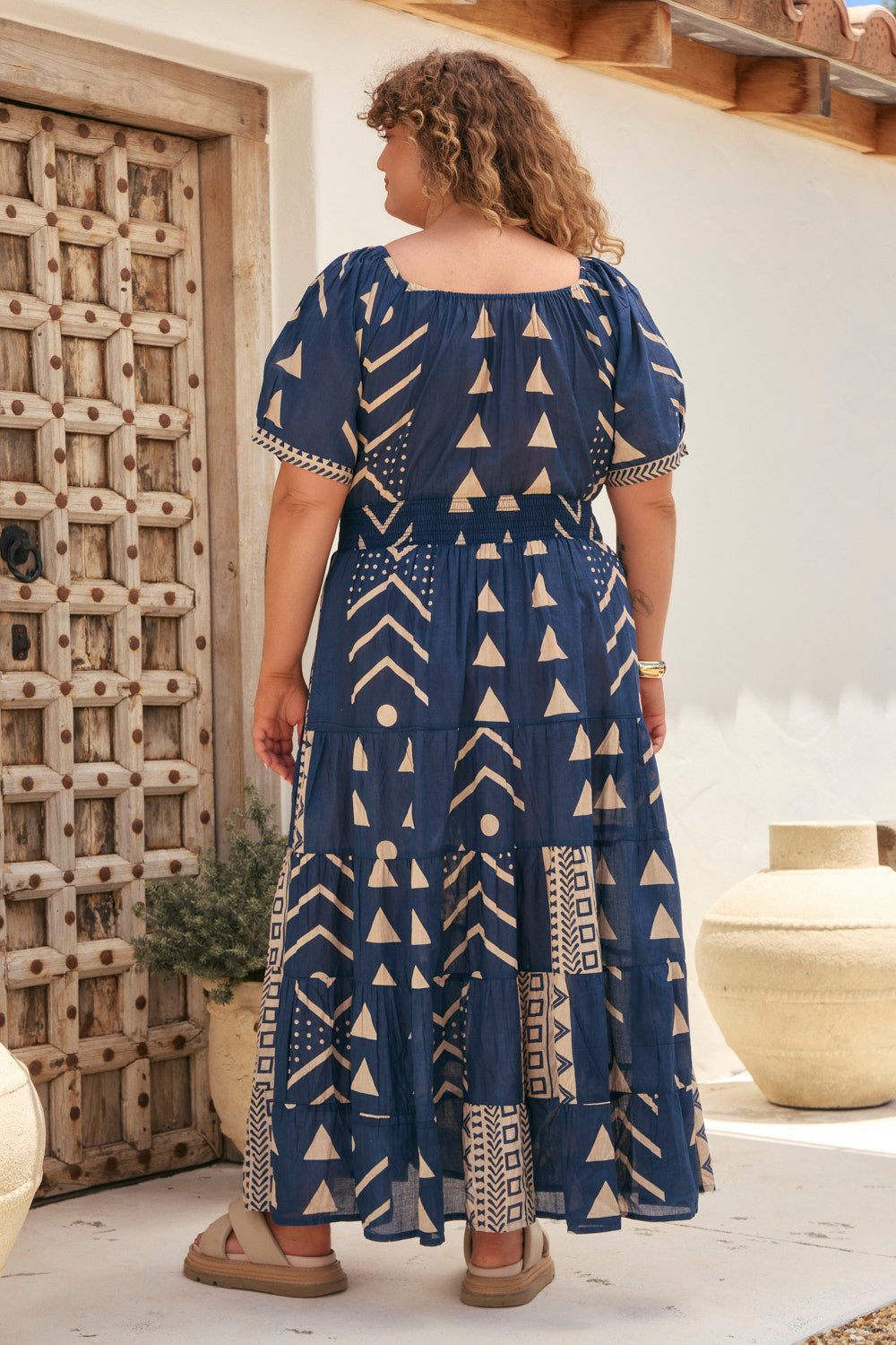 Isla Tiered Dress in Safira Navy