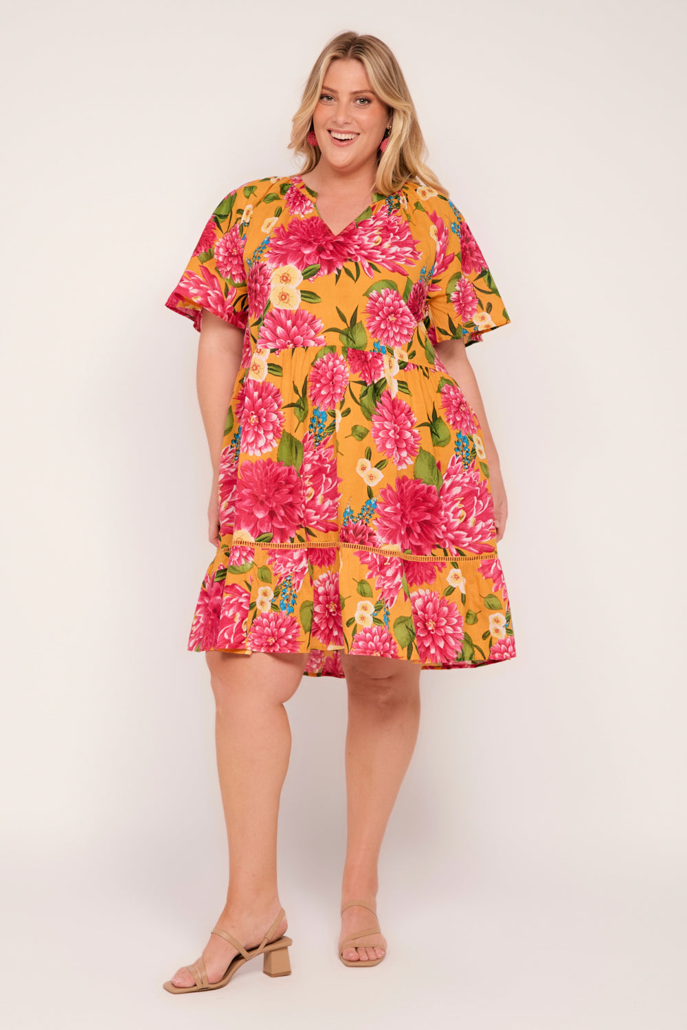 Ismay Short Dress in Dreaming Dahlias