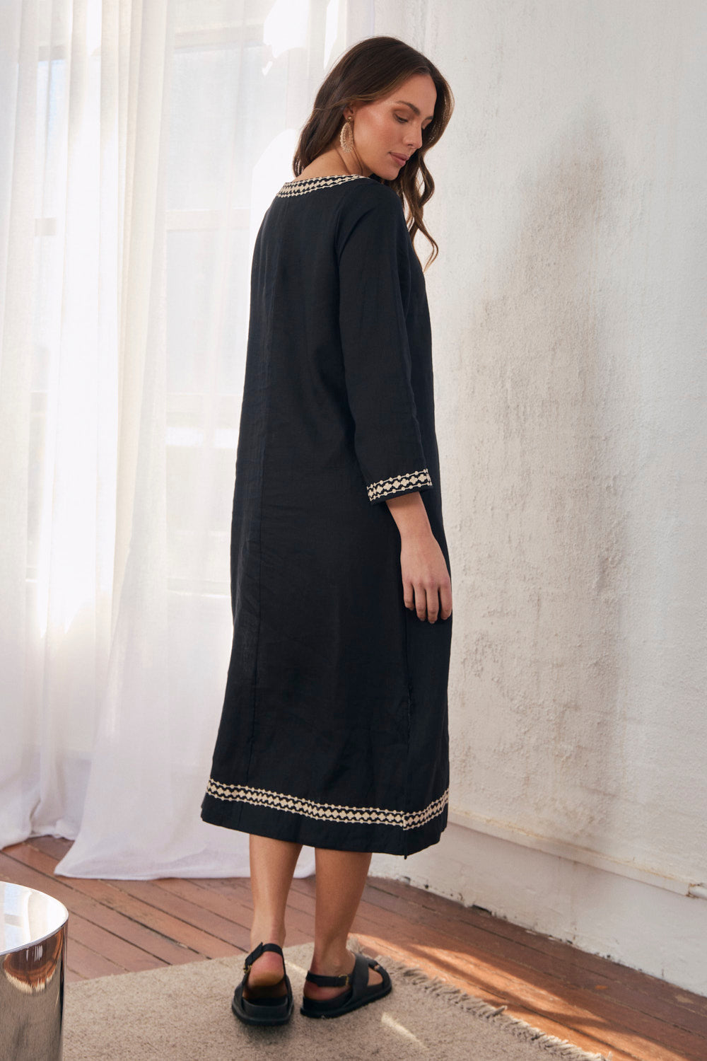 Jarla Linen Dress in Moonlit Noir