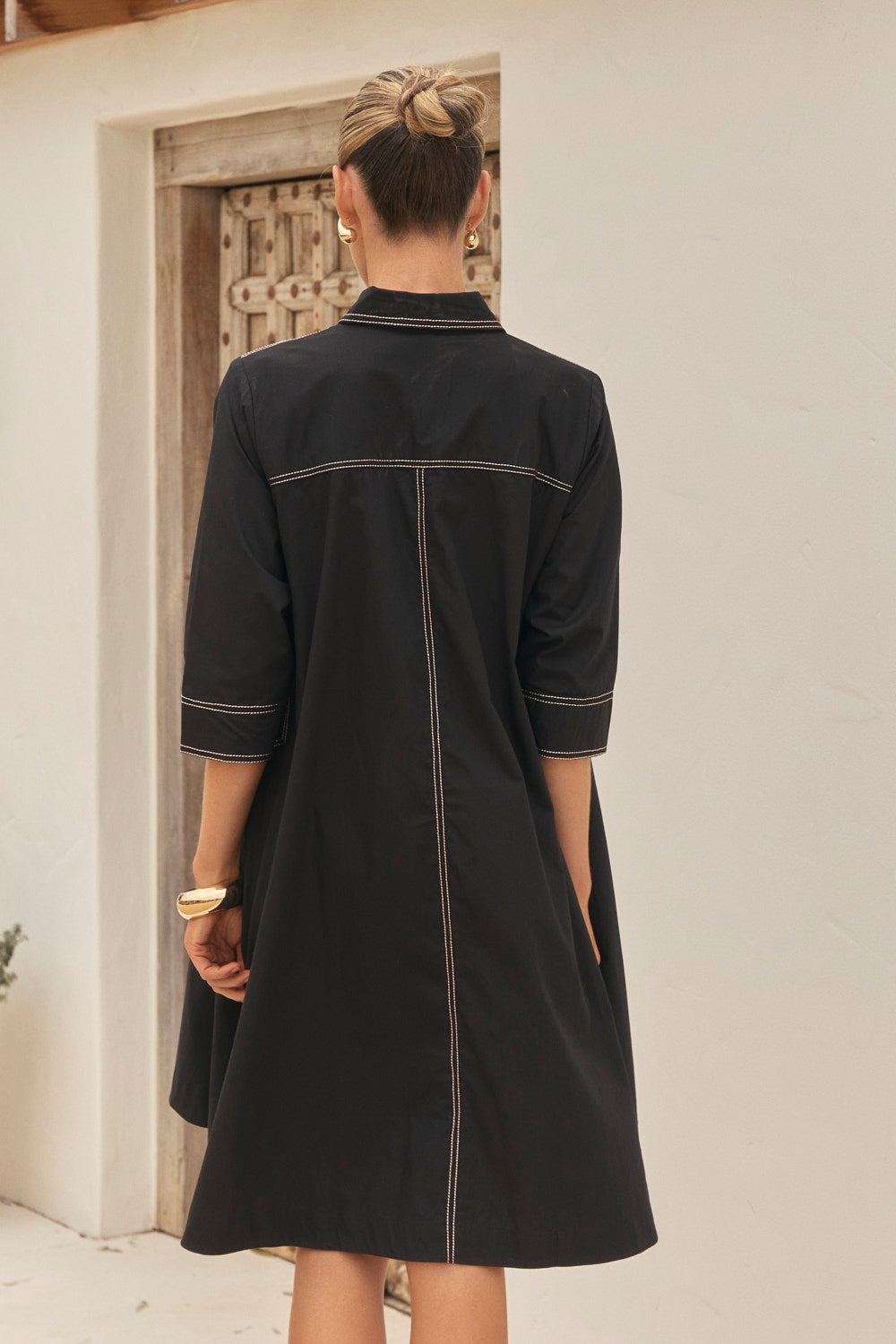 jersey swing dress with pockets Long Sleeve Swing Dress with Pockets