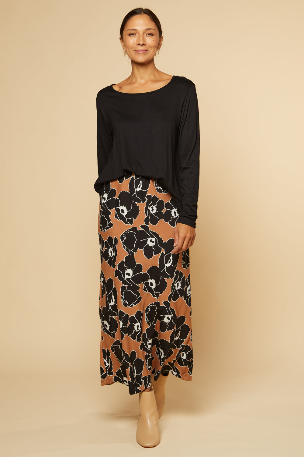 Katie Bias Cut Skirt in Autumn Lily