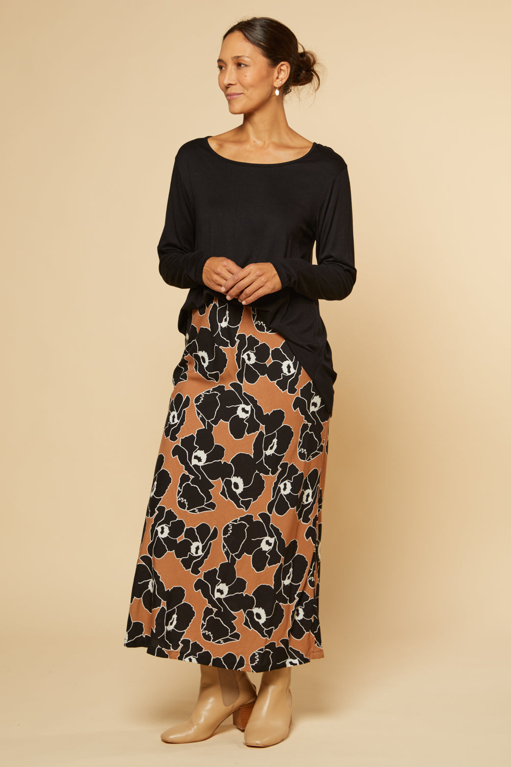 Katie Bias Cut Skirt in Autumn Lily