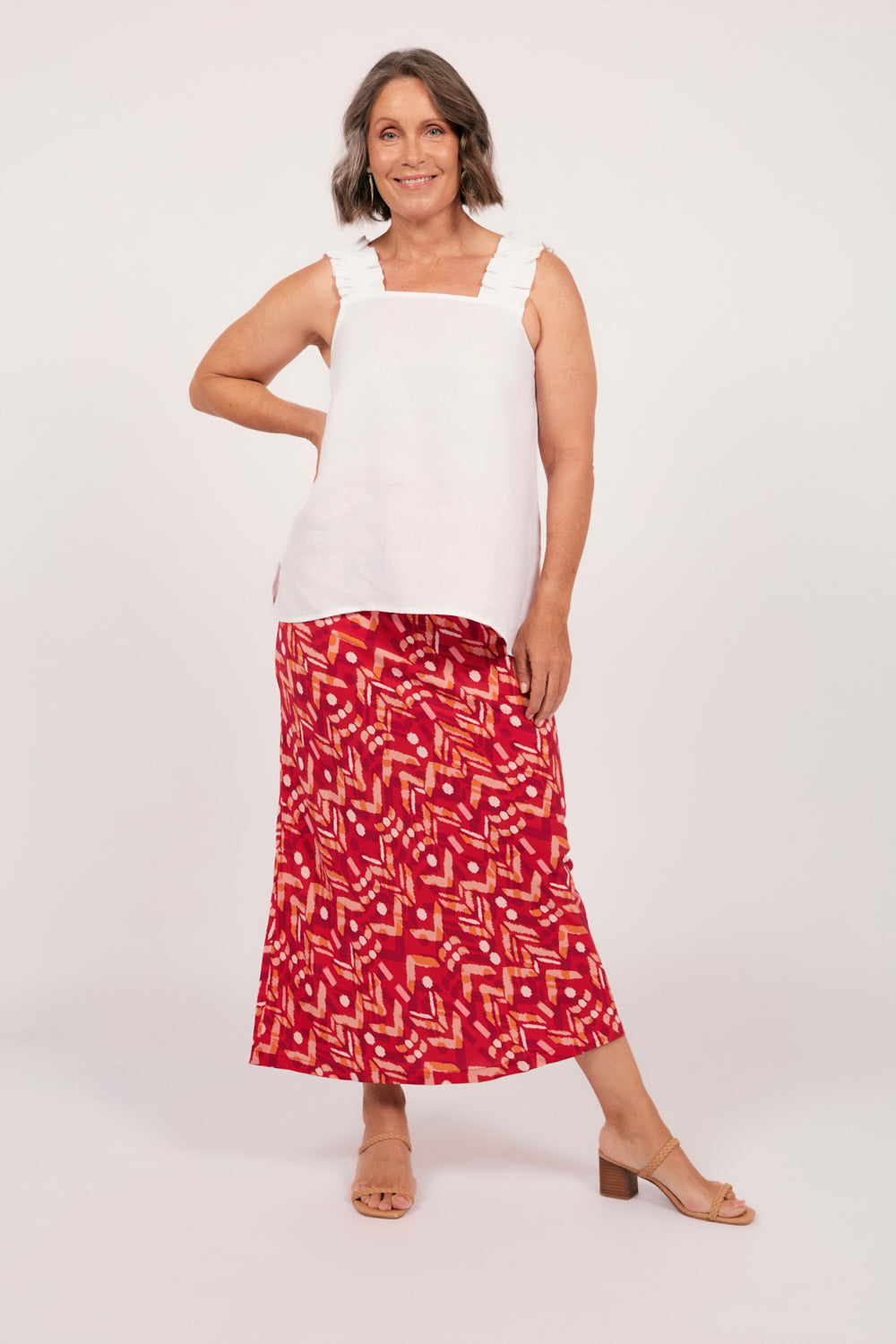 Katie Bias Cut Skirt in Garnet