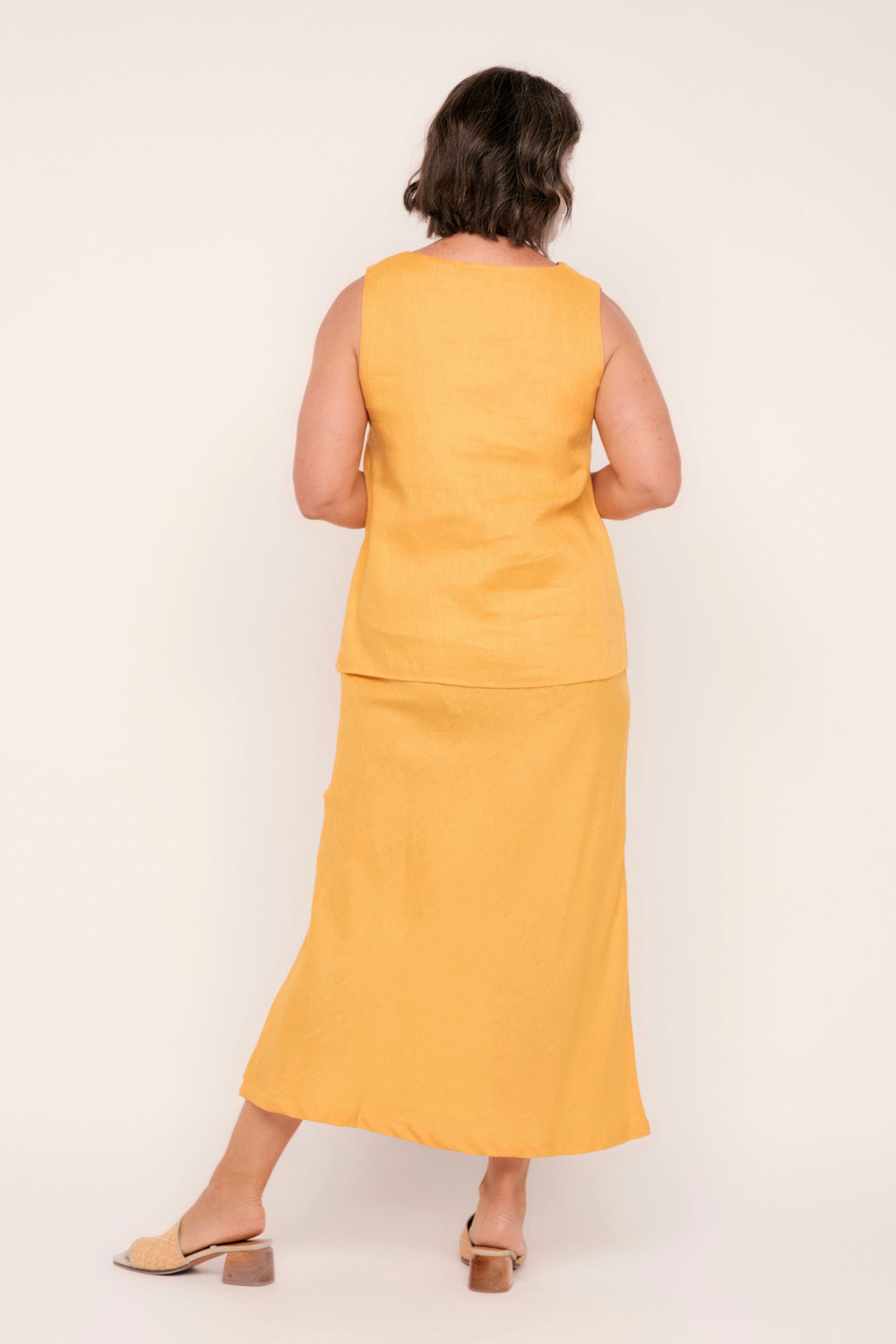 Katie Linen Bias Cut Skirt in Golden Hour