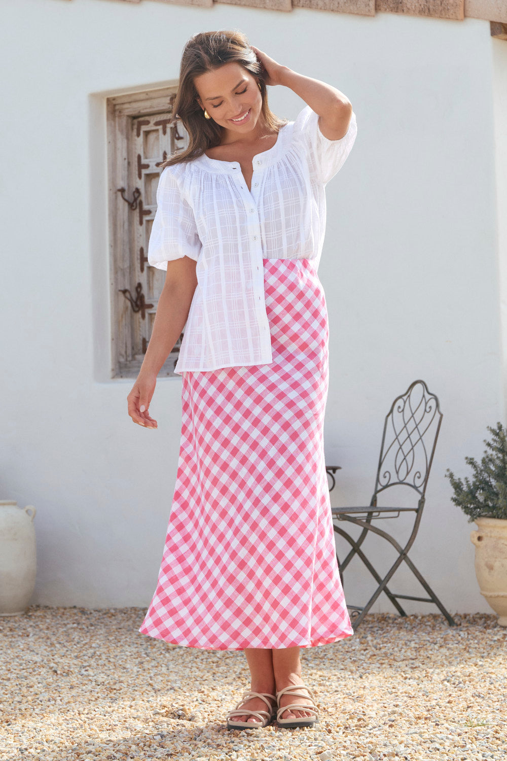 Katie Bias Cut Skirt in Treviso Pink