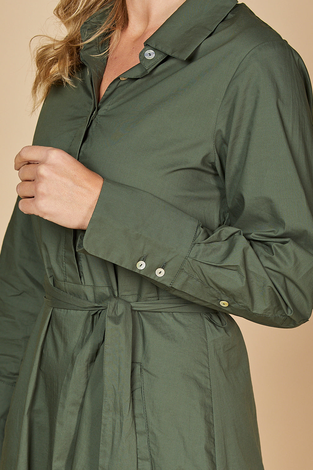 Kelly Poplin Dress in Bottle Green