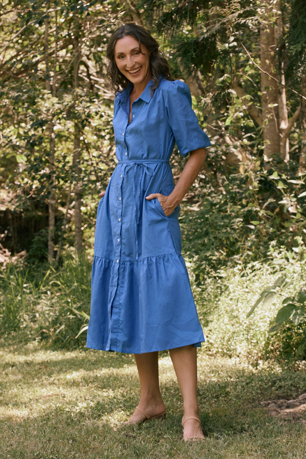 Kenny Collared Maxi Dress in Yale Blue