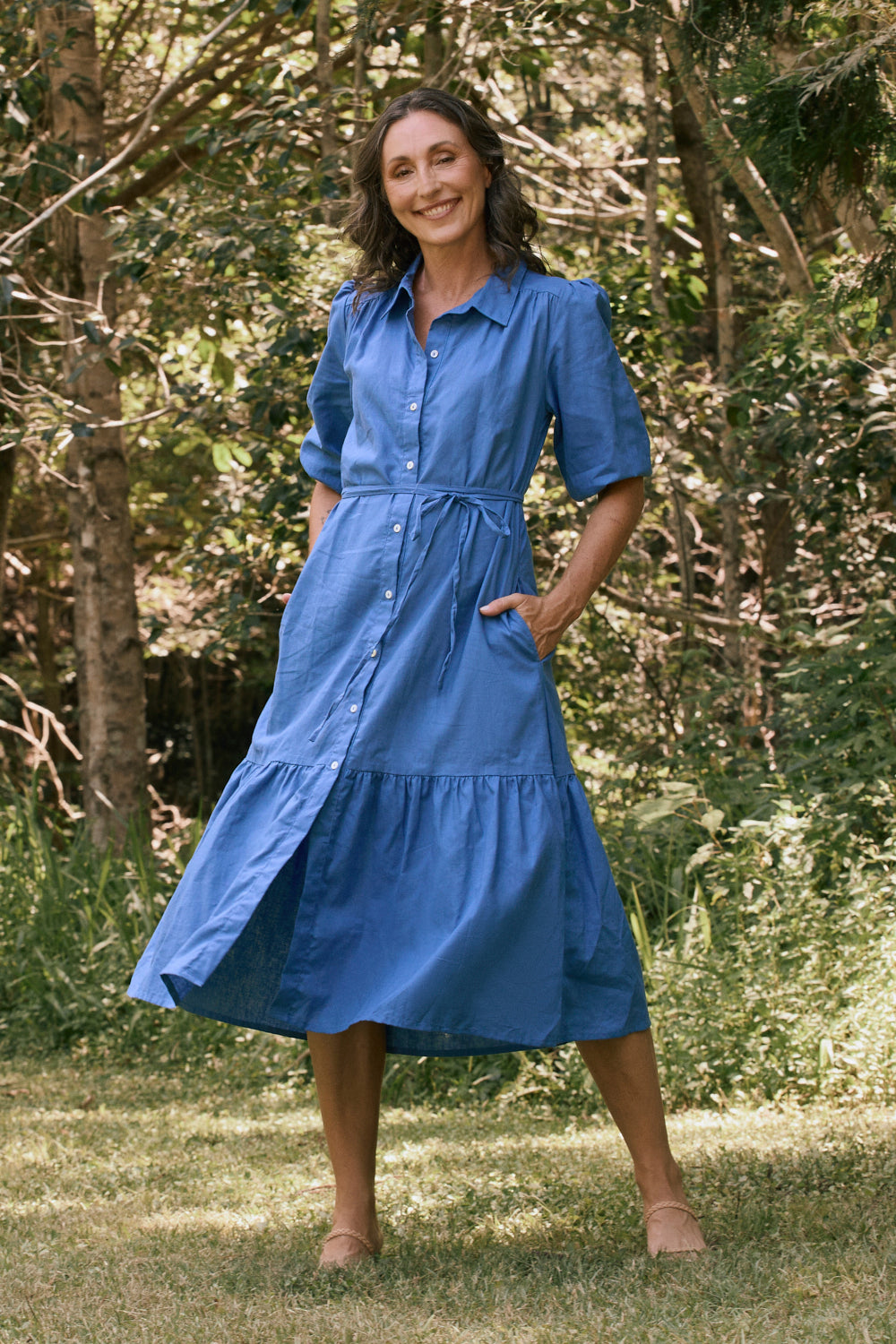 Kenny Collared Maxi Dress in Yale Blue