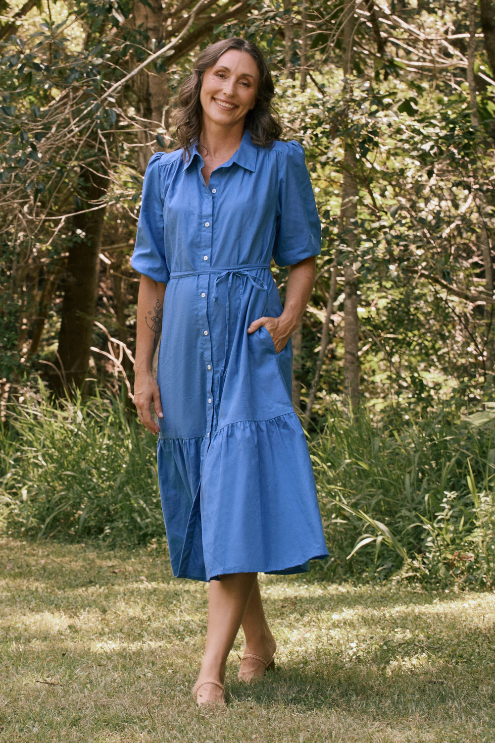 Kenny Collared Maxi Dress in Yale Blue