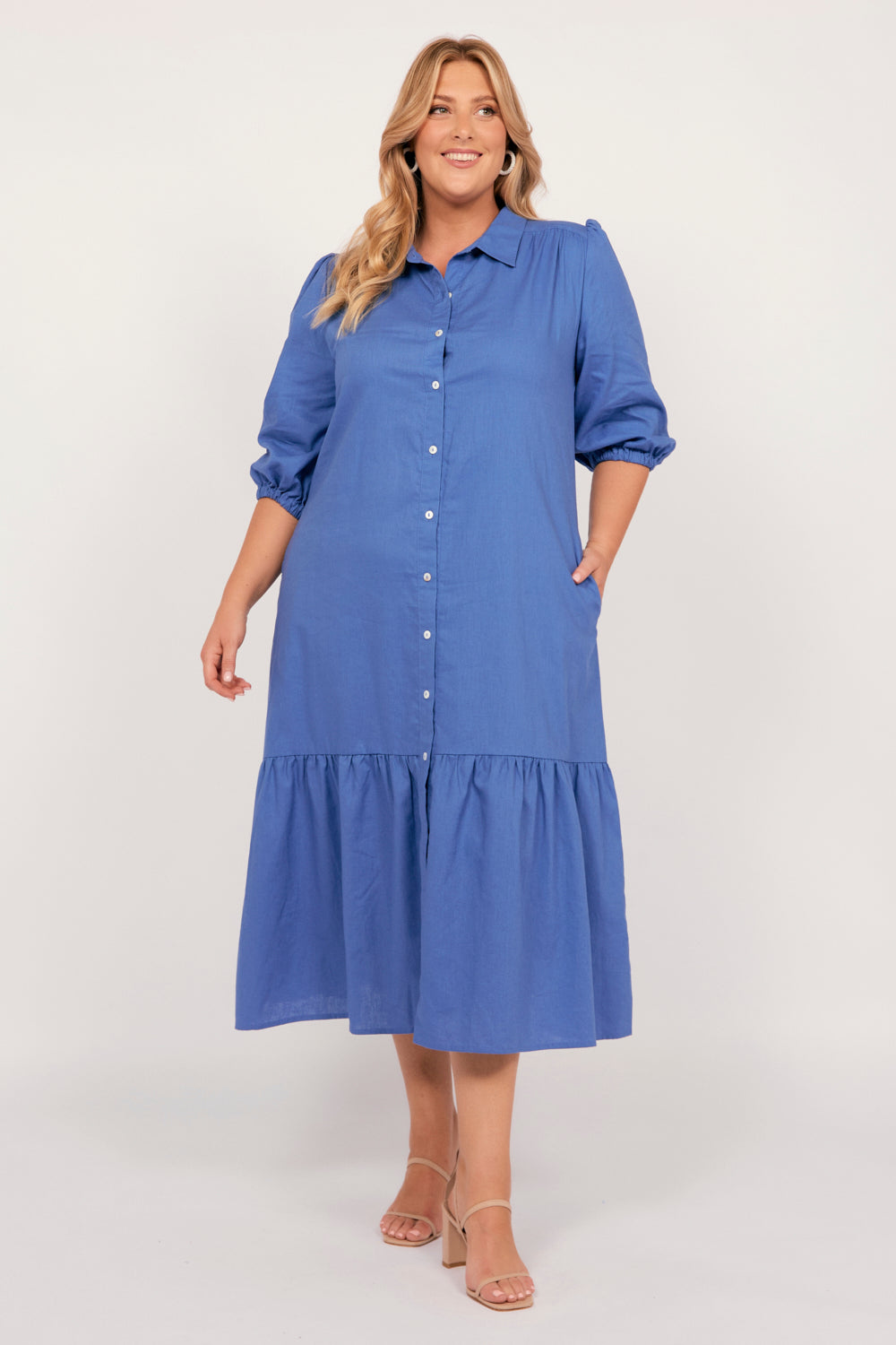 Kenny Collared Maxi Dress in Yale Blue