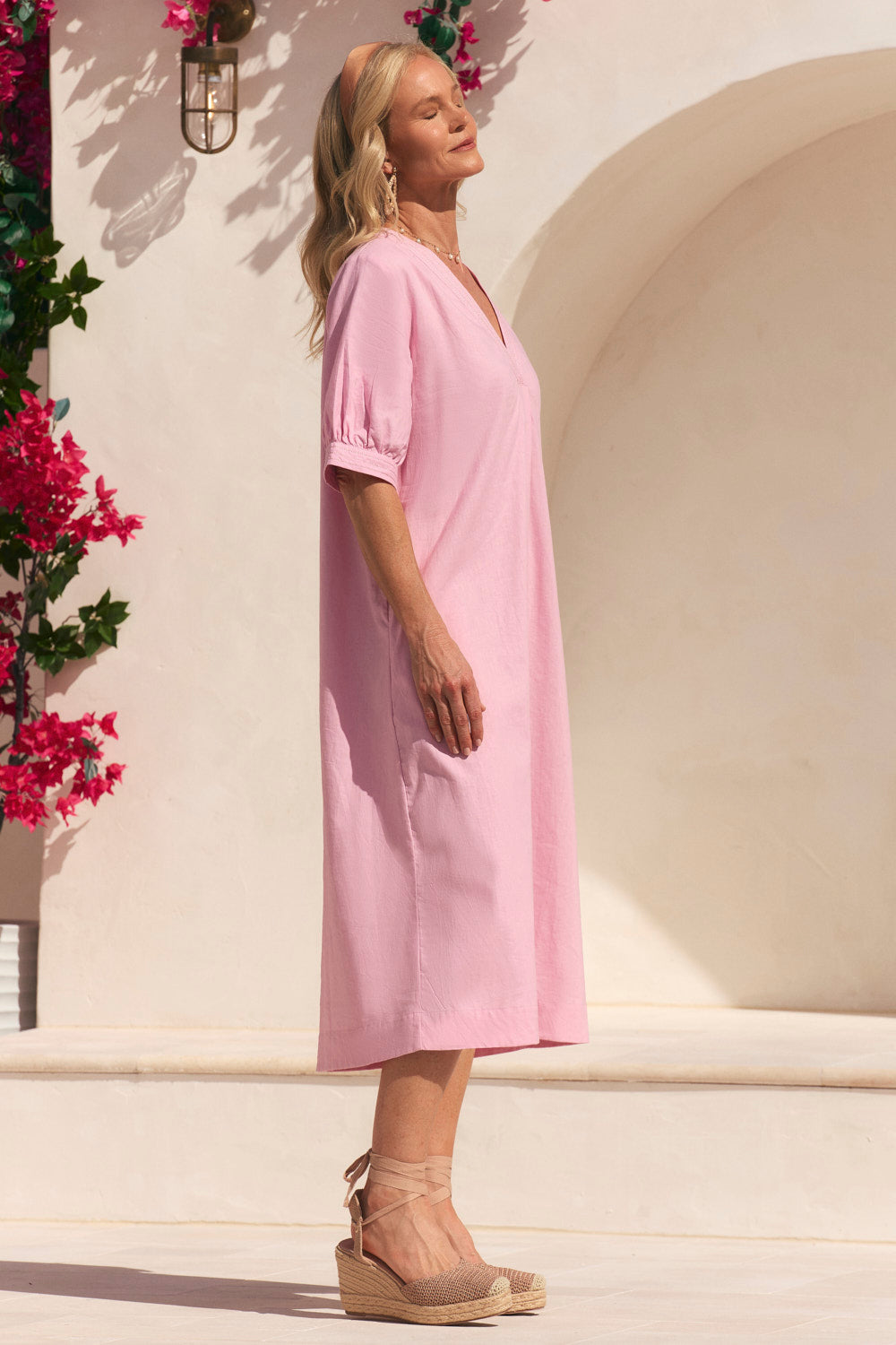Kora A-Line Midi Dress in Peony