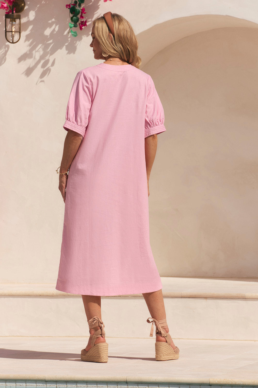 Kora A-Line Midi Dress in Peony
