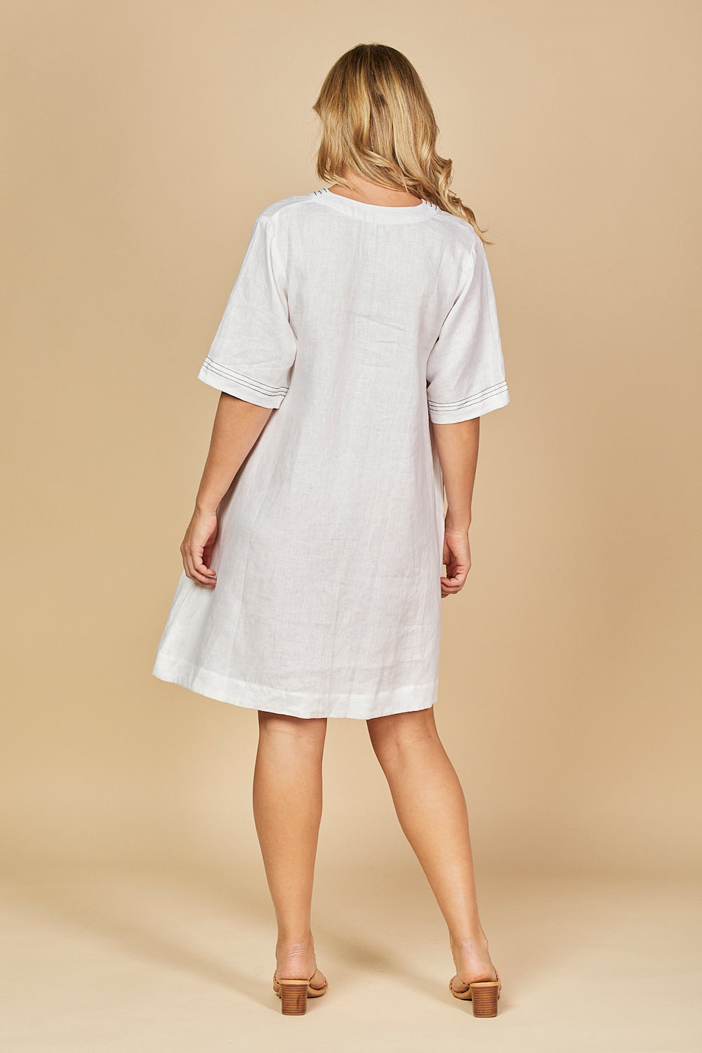 Kora A-Line Linen Dress in Coconut