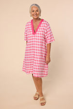 Kora A-Line Linen Dress in Treviso Pink