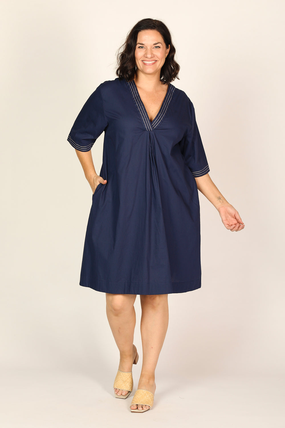 Kora A-Line Poplin Dress in Capri Cove